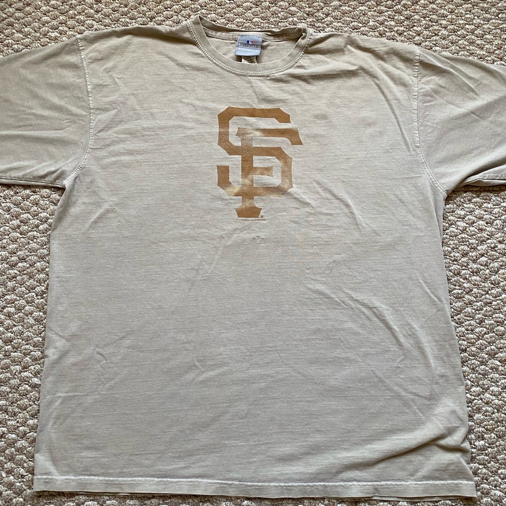 MLB San Francisco SF Giants Brown Tan Short Sleeve Tee Shirt Size XL